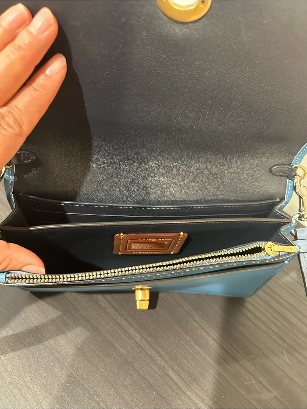 Coach Callie Foldover Chain Clutch With Varsity Stripe EUC